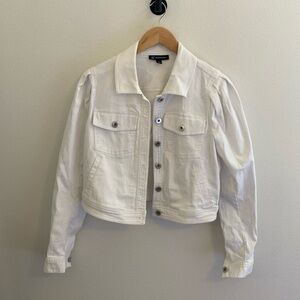 INC International Concepts White Cropped Jean Jacket